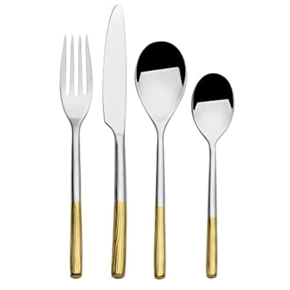 Mikasa Duval Gold Stainless Flatware Lot Set of 16 Pieces Setting for 4